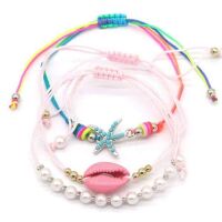 armband zeester parel schelp roze scaled