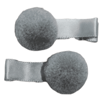 Grijs pompon speldje handgemaakt 4 cm