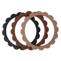 Mushie Bloem Bijtring Armband Black-Natural-Caramel