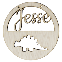 Houten stegosaurus hoepel in kleur met naam