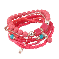 Bracelet bohémien rouge rose