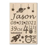 Houten Naambord Geboorte Space