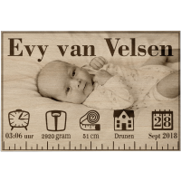 Houten geboortebord naambord met foto
