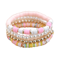 Boho bohemian heishi armband roze