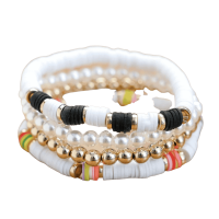 Boho Bohemian Heishi Armband Zwart Wit