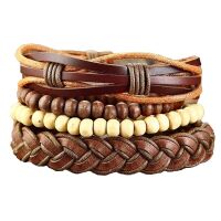 Bracelet en cuir marron avec perle 1 Bracelet en cuir marron avec perle
