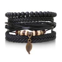 Bracelet en cuir feuille vintage 1 Bracelet en cuir feuille vintage