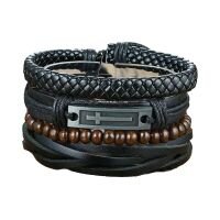 Bracelet en cuir de style vintage avec motif de croyance 1 Bracelet en cuir de style vintage avec motif de croyance