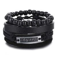 Lederen Heren Armband Vintage Faith