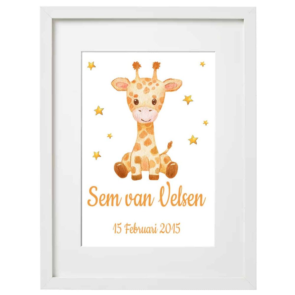 Gepersonaliseerde Geboorte Poster Giraf