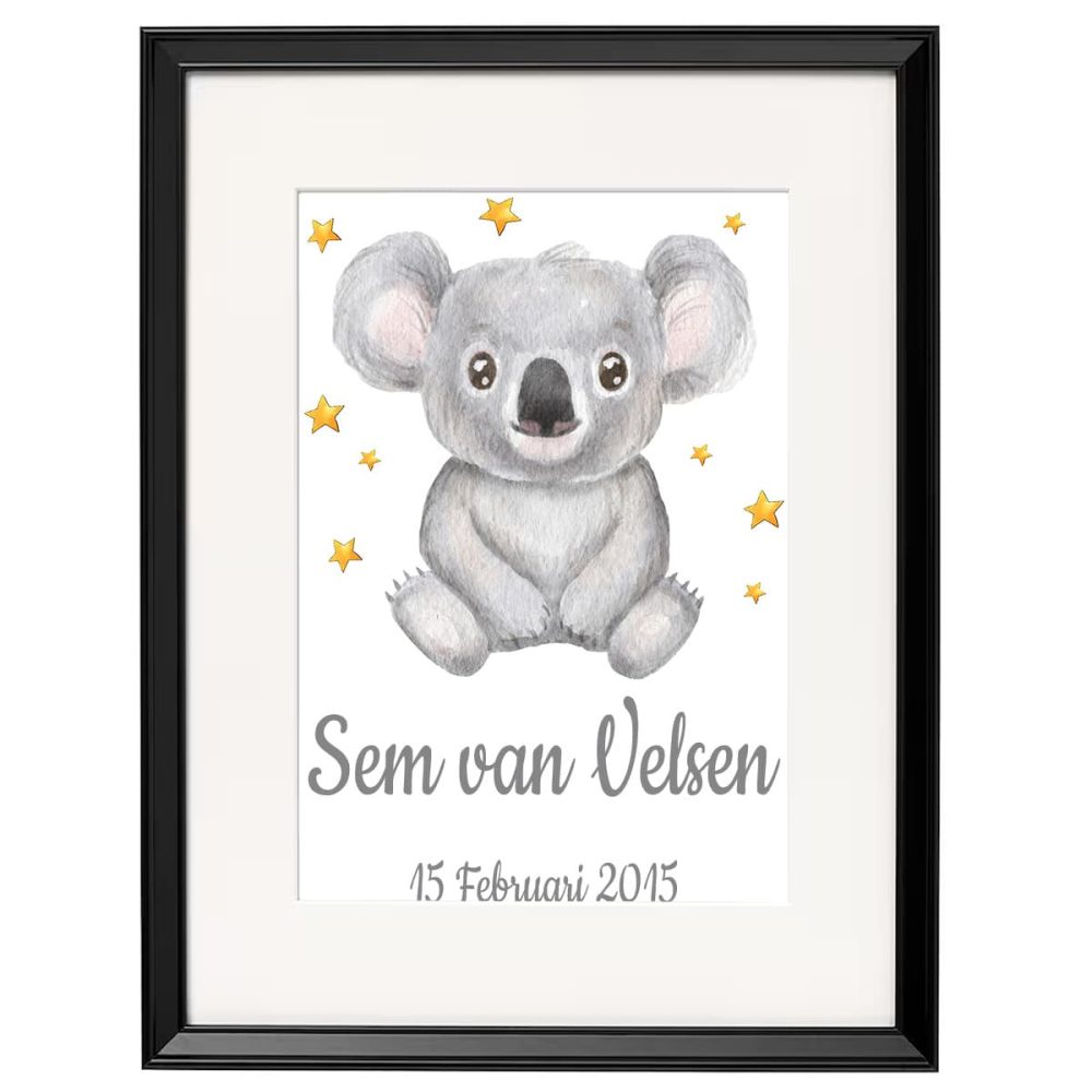Gepersonaliseerde Geboorte Poster Koala 4