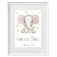 Gepersonaliseerde Geboorte Poster Olifant