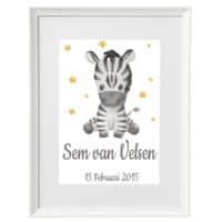 Gepersonaliseerde Geboorte Poster Zebra