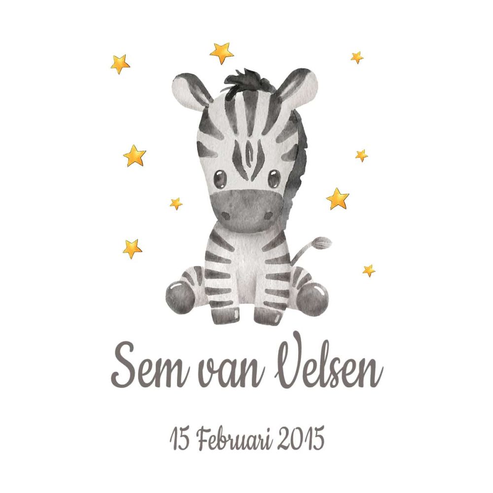 Gepersonaliseerde Geboorte Poster Zebra 6
