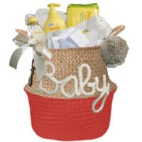 Kraam cadeau mand unisex neutraal met naam 1 Kraam cadeau mand unisex neutraal met naam