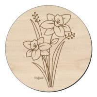 Houten bloem cirkel met gele narcis