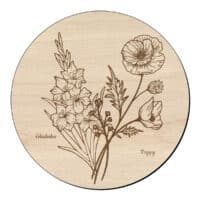 Houten bloem cirkel met gladiool en papaver 1 Houten bloem cirkel met gladiool en papaver