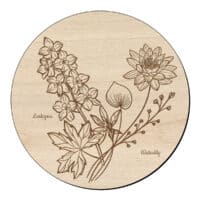Houten bloem cirkel waterlelie met ridderspoor