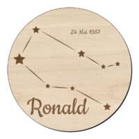 Astronomie Tweeling met naam op hout 1 Astronomie Tweeling met naam op hout