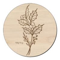 Houten bloem cirkel met hulst 1 Houten bloem cirkel met hulst