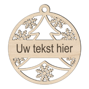 Houten Kerstbal met Uitgesneden Kerstboom en Naam