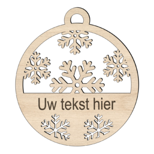 Natuurlijk Houten sneeuw Kerstbal met Naam 1 Natuurlijk Houten sneeuw Kerstbal met Naam