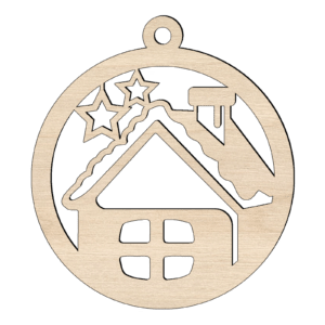 houten kerstbal kerst huisje
