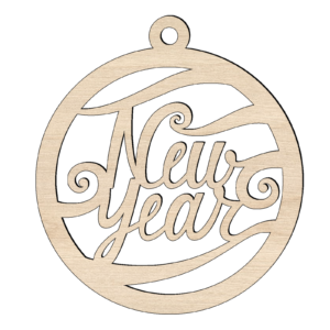 Houten kerstbal new year 1 houten kerstbal new year